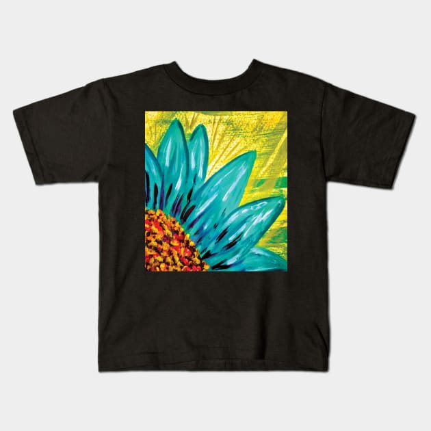 Sunflower Acrylic Painting Kids T-Shirt by CrazyCraftLady